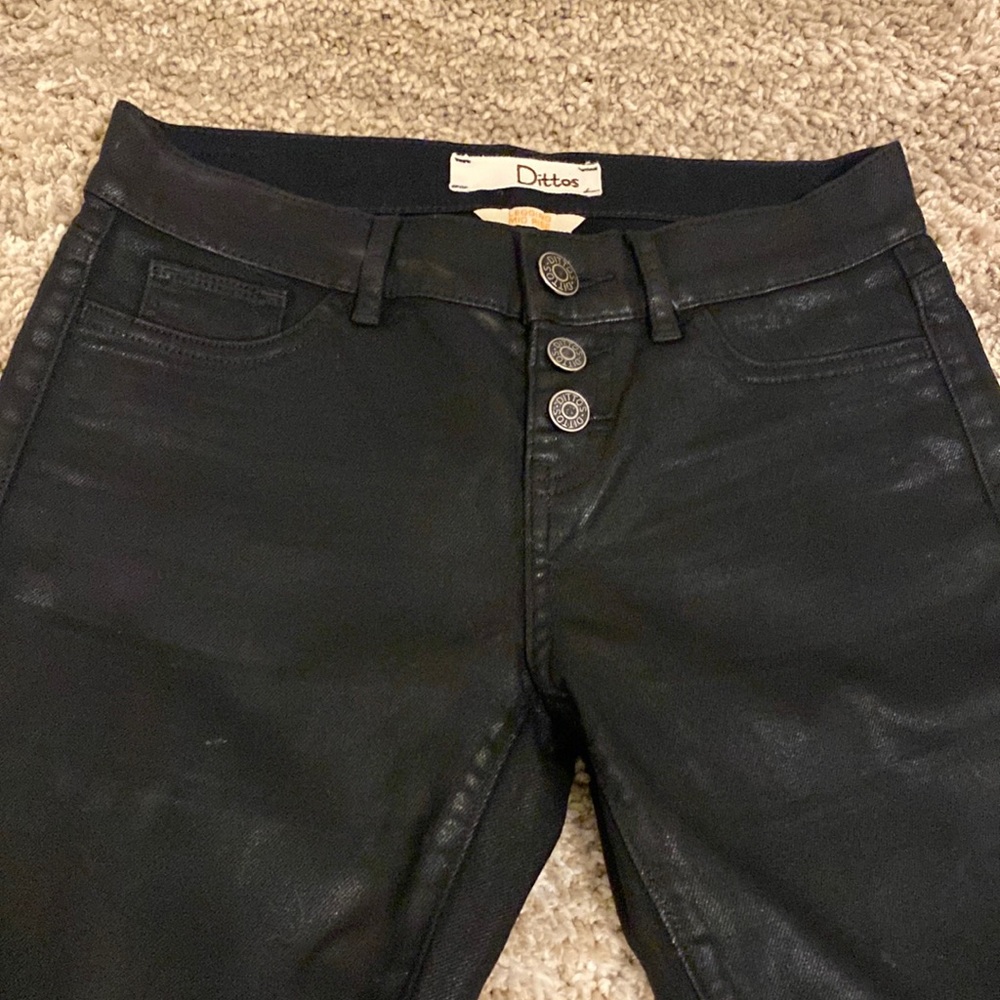 Dittos Glazed Coated Black Leggings Jeans Jeggings  Sz 25
